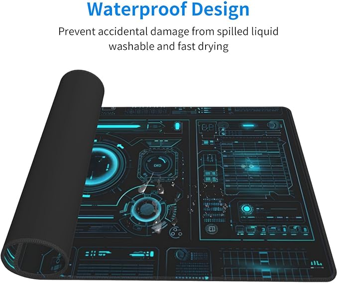 Large Extended Gaming Mouse Pad, (48" x 24") Big Desk Matt for Desktop, Waterproof Computer Keyboard Mat for Esports Pros/Gamer/Desktop/Office/Home-Cyberpunk Black and Blue