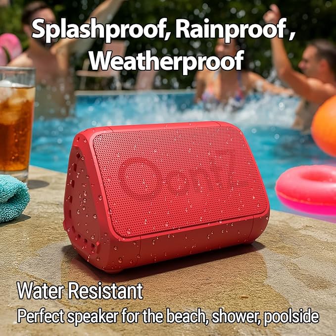 OontZ Angle Solo Portable Bluetooth Speaker - Ultra Portable, 14 Hours of Playtime, 100ft Wireless Range, Waterproof, Budget-Friendly Speaker for Travel, Outdoor or Home, Great Gift (Red)