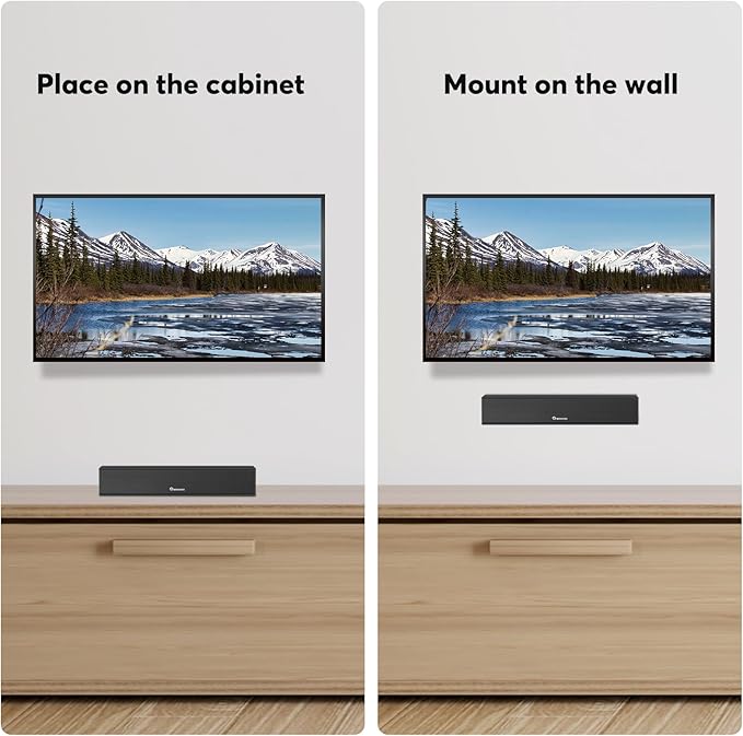 2.1 Sound Bar for Smart TV with Built-in Subwoofer, 6 Levels Voice Enhancement, 15 Inches Small TV Soundbar Speakers with Bluetooth 5.3/ARC/Optical/AUX/USB Connection, 3 EQ Modes, Wall Mount