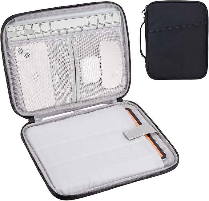 iPad Pro 12.9 Carrying Case Bag, Padded Tablet Sleeve for iPad Pro 13-in (M4), iPad Air 13-in (M2), Surface Pro 9/8, 12.4 Galaxy Tab S9+/S8+ (Black-12.9)