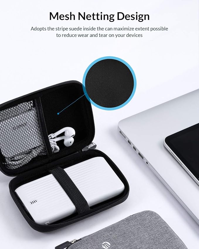 ORICO Hard Drive Case 2.5 inch External Drive Storage Carrying Bag Waterproof Shockproof with Inner Size 5.5x3.5x1.0inch for Organizing HDD and Electronic Accessories,Grey(PHD-25)