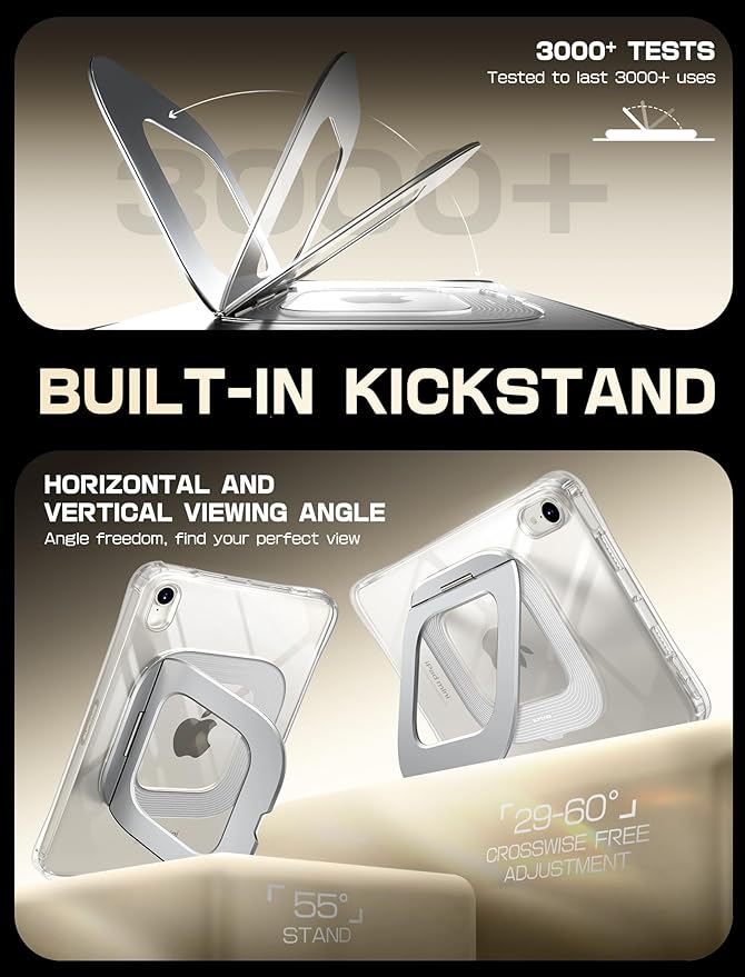 SUPCASE for iPad Mini 7 A17 Pro 2024 Case with Stand (Unicorn Beetle Prism), [Anti-Scratch] [Support Apple Pencil Charging] Slim Protective Clear Cover for iPad Mini 7th/6th Generation 8.3 Inch, Clear