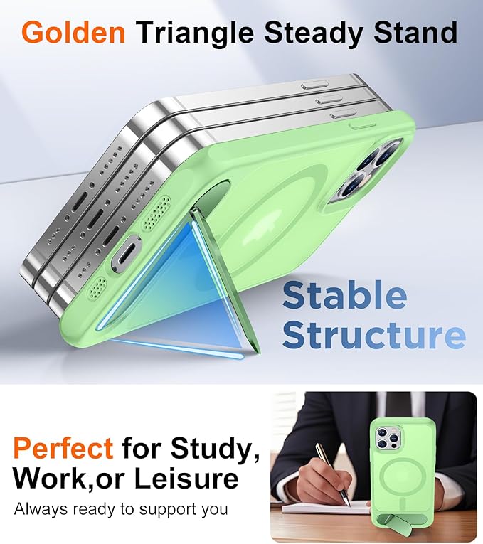 Magnetic Compatible with iPhone 12 Case & iPhone 12 Pro Case, [Built-in Invisible Kickstand][Compatible with MagSafe][Military Grade Shockproof] Slim Translucent Matte Phone Case 6.1"