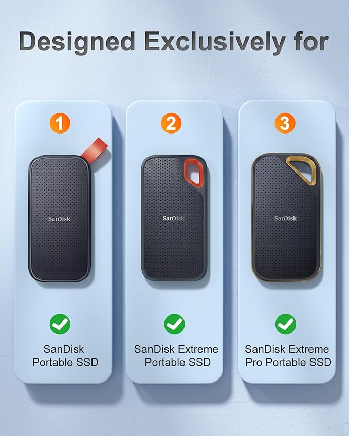ProCase Hard Carrying Case for SanDisk Extreme/SanDisk Extreme Pro Portable External SSD, 500GB 1TB 2TB 4TB 8TB USB-C Solid State Drive, EVA Shockproof Travel Case with 2 SD Card Slots -OrangeBlack
