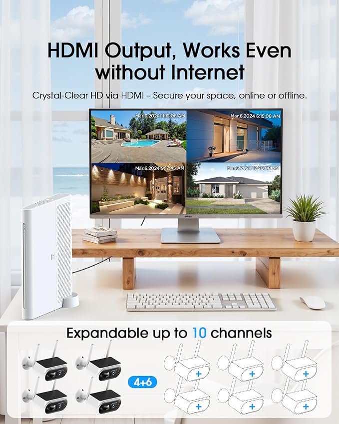 Camcamp Solar Security Camera Wireless Outdoor, 2K Ultra Clear Home Security Camera System, No Subscription, Smart Human Detection, Easy Installation, 5GHz & 2.4GHz WiFi