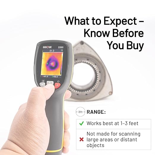 Innova 3360 Thermal Camera - Infrared Camera with Heat Vision - Identify Hot/Cold Spots -4° ~ 1112°F - Easy to Use Thermal Imager