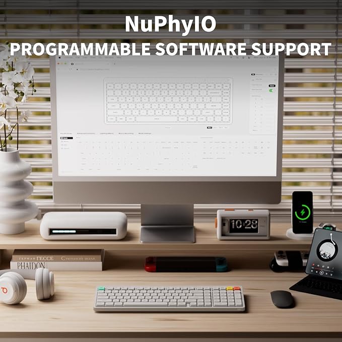 NuPhy Node100 Wireless Mechanical Keyboard, Hot Swappable Custom Low Profile Keyboard, 103 Keys Computer Gaming Keyboards, Supports Touch Gestures, PBT Keycaps, RGB Backlit, Bluetooth/2.4GHz/USB-C