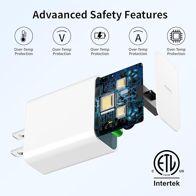 USB C Fast Charger for iPhone 16 15, [MFi Certified] 3 Pack 20W PD USB C Wall Charger Plug Block with 6FT USB Type C Fast Charging Cable for iPhone 16/15/15 Pro/15 Pro Max/15 Plus/iPad Pro Air Mini