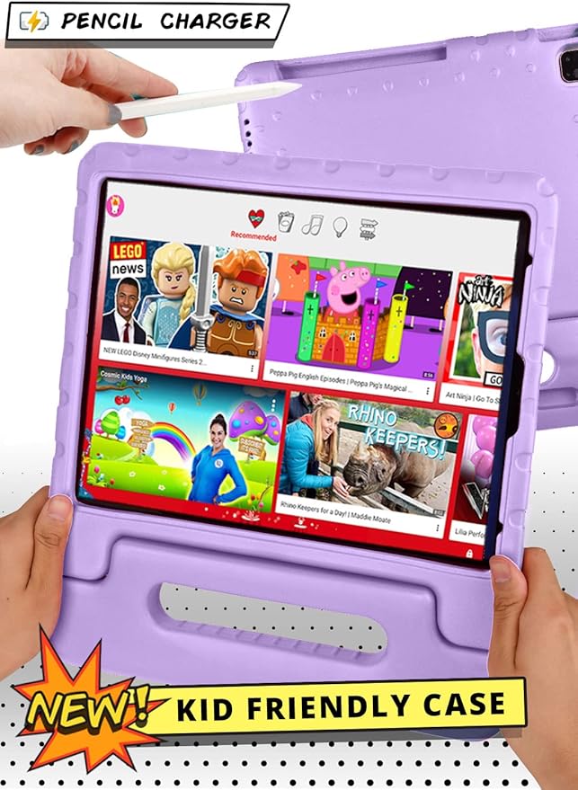 Cooper Dynamo iPad Pro 12.9 Case for Kids for iPad Pro 12.9 6th Generation Case (2022), Also Fits 5th-4th-3rd Gen (2021, 2020, 2018) | Rugged Foam, Magic Handle, Stand, Pencil Holder (Violet)