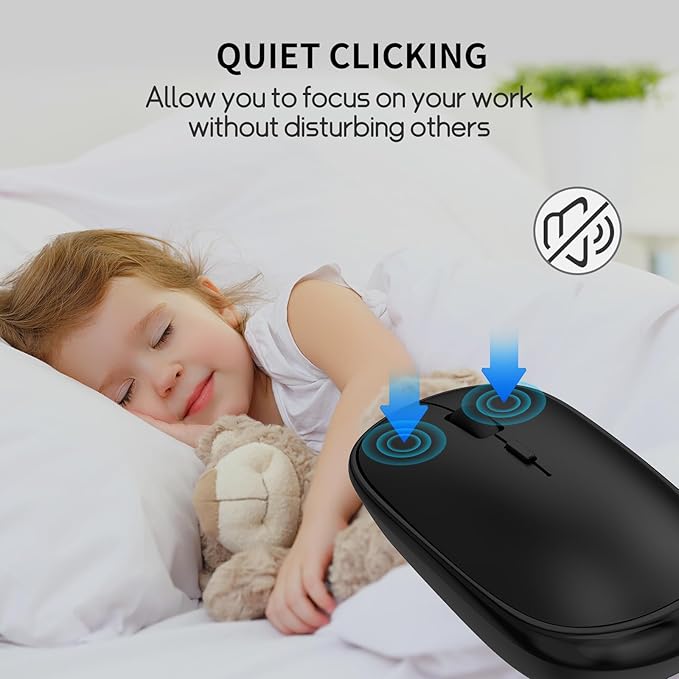 Small Wireless Mouse, Slim Mini Mouse, Portable Computer Mice with USB Receiver, Quiet Click, 2400 DPI, 2.4GHz Cordless Silent Mice for Laptop PC - Black