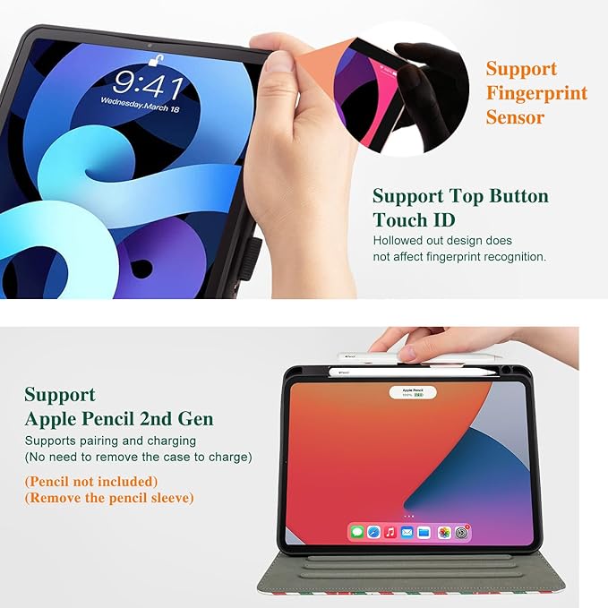 Vimorco for iPad Air 11 Inch Case M3/M2 2025/2024, for iPad Air 5th/4th Generation Cover 10.9-inch, for iPad Pro 11 Inch Case 4th/3rd/2nd/1st Generation Pencil Holder/Hand Strap/Pocket