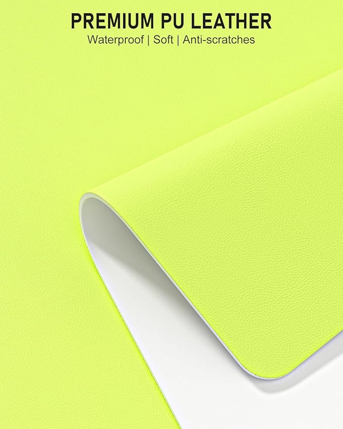 Desk Pad, 35.5" x 17" PU Leather Non-Slip Desk Mat Large Mouse Pad for Desktop, Waterproof Laptop Computer Writing Mat for Office, Home, Work, Gaming, Kiwi Green