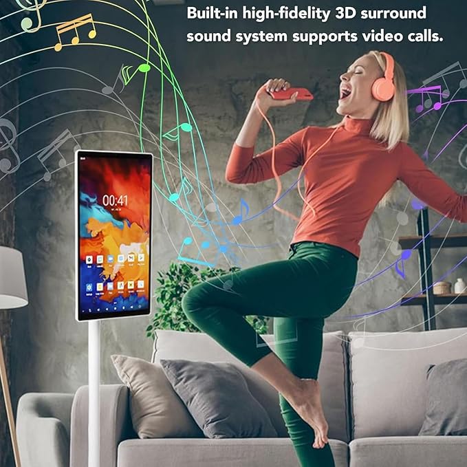 21.5"/24"/27"/32" Portable Rolling Tv, 1080p/4k Smart Portable Wireless Touch Screen Tv On Wheels, 4+64gb/8+128gb,with Large Display, Larger Battery Up to 5-8hr,60hz Refresh Rate 24in-8G128G