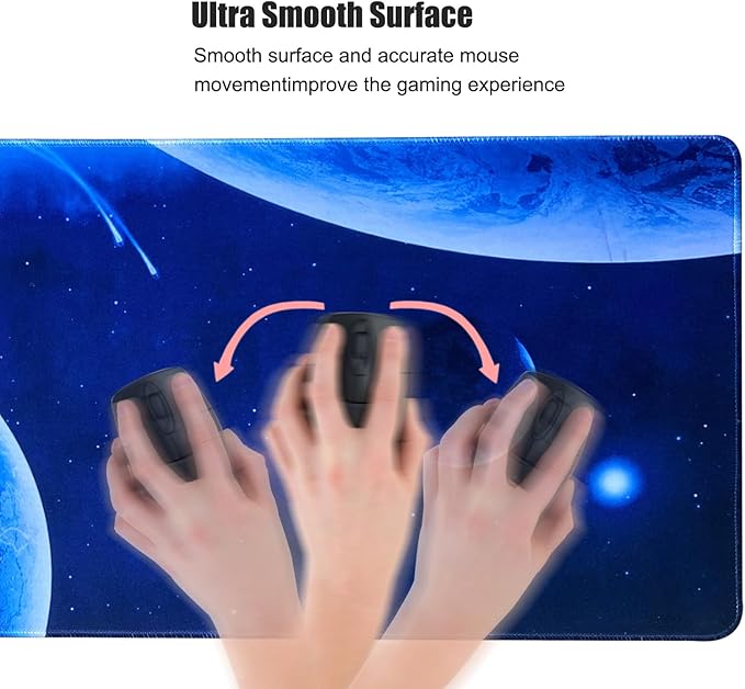 Gaming Mouse Pad with World Map(31.5 x 11.8in), Desk Mat&Large Mouse Pad Keyboard Mat 3MM Anti Slip and Waterproof Rubber Mouse Pad(Universe and Planet)