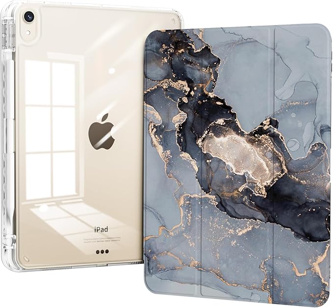 Case for iPad mini 7 2024 (A17 Pro)/ iPad mini 6 (2021), iPad 8.3-inch 7th/6th Generation Case, Trifold Stand Protective Slim Clear Back Cover with Pencil Holder, Abstract Marble