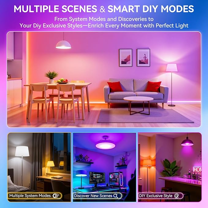 Auxmir Smart Light Bulbs with Remote, RGB+CCT Color LED Light Bulbs Work with Alexa & Google Home, Multiple Scene and Music Sync Light Bulb, A19 9W 800LM, WiFi Bluetooth 2.4GHz No Hub Required, 2-Pack