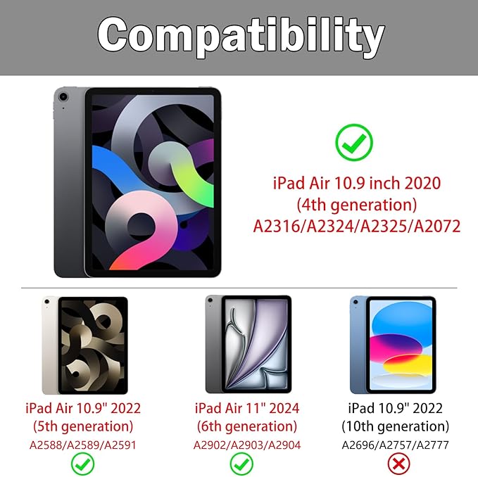 Lovmooful Compatible for iPad Air 6th 11-inch M2 (2024),iPad Air 5/4 (2022/2020 5th/4th Generation 10.9-Inch) Case with Pencil Holder Cute Striped Design Soft TPU Trifold Stand Protective-Dark Green