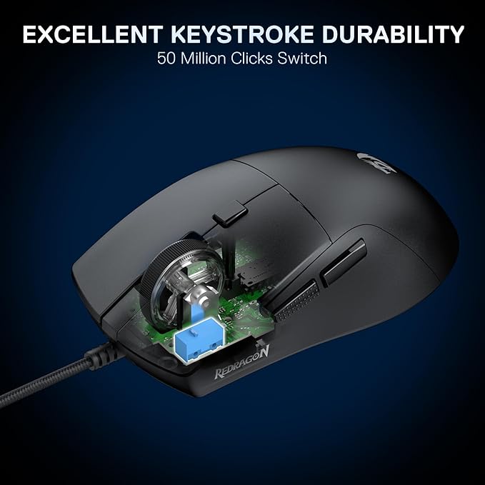 Redragon M618 Wired Gaming Mouse, 10000 DPI Optical Ergonomic Mouse with 6 Programmable Buttons, 84G Ultra Lightweight, Software Supports DIY Keybinds, Black