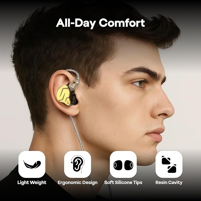 Linsoul KZ ZSN PRO X Dual Driver 1BA+1DD Hybrid Metal Earphones HiFi in-Ear Monitor with Detachable Recessed 2Pin Cable,Zinc Alloy Panel (Without Mic, Black)
