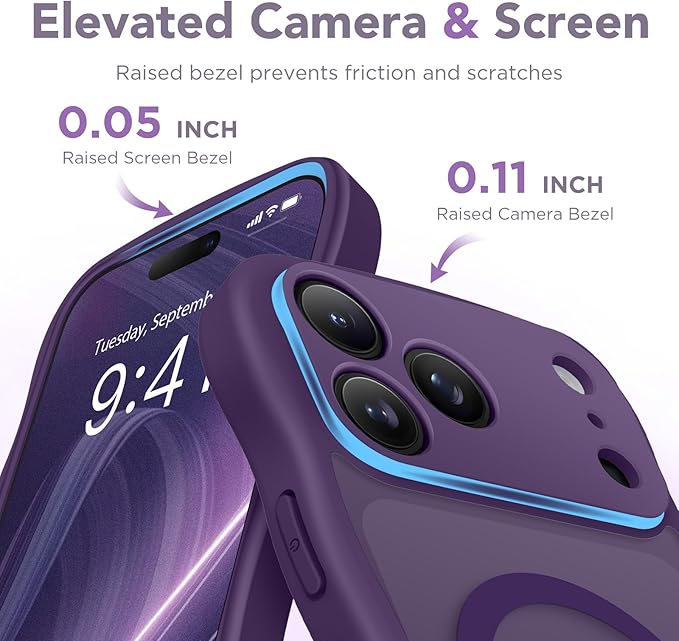 CAPRARO Magnetic for iPhone 17 Pro Case for Women Girls, Upgraded [Full Camera Protection] [Compatible with MagSafe] Cute Wave Translucent Matte Phone Case for iPhone 17 Pro, Deep Purple