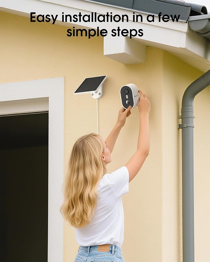 ARCCTV Security Camera Wireless Outdoor, 4MP Recharge Battery Powered WiFi Camera with Solar Panel, Motion Detection, Color Night Vision, 2-Way-Audio, 2.4G/5G Dual Band WiFi