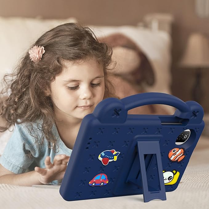 AKABEILA Compatible with Honor Pad X7 8.7 inch 2025 Tablet Case, Kids Friendly Universal Lightweight Shockproof Protective Case with Shoulder Strap & Stand Handle Navy Blue