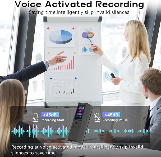 128GB Voice Activated Recorder with Playback: Magnetic Audio Recorder with AI Noise Cancellation, 220 Hours Continuous Recording, Recording Device for Lectures Meetings Interviews Classroom