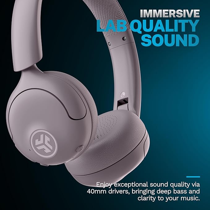 JLab Go Lux ANC Wireless Headphones, Mauve, Hybrid Active Noise Cancelling, Premium On-Ear Bluetooth Headset, Customizable Sound, Be Aware Mode, Cloud Foam Comfort, Multipoint Connection