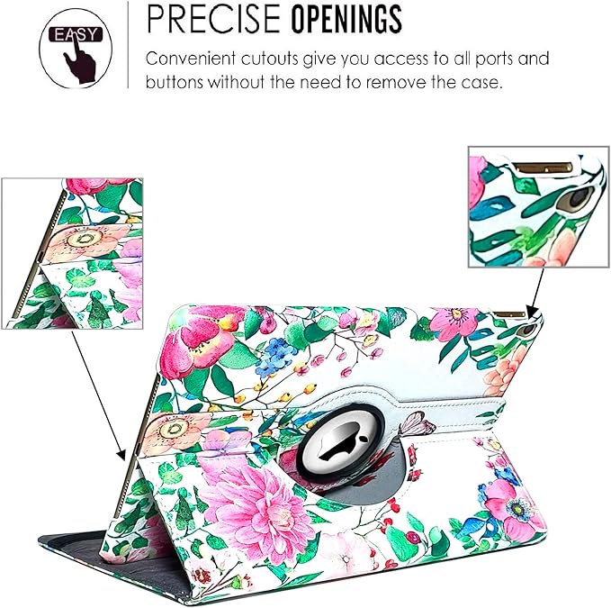 360 Rotating Stand Smart Case for iPad Air (3rd Gen) 10.5" & iPad Pro 10.5" - Auto Wake/Sleep Feature, Colorful Butterfly
