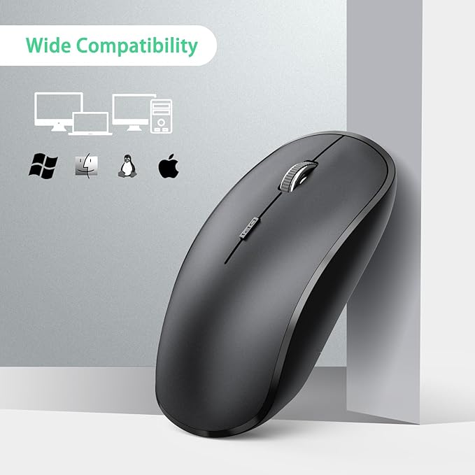 JOYACCESS Wireless Mouse for Laptop, J 2.4G Slim Portable Wireless Silent Mouse, 5 Adjustable DPI, Computer Mouse Wireless with USB Receiver for Desktop,PC,Notebook,MacBook,Chromebook (Black)
