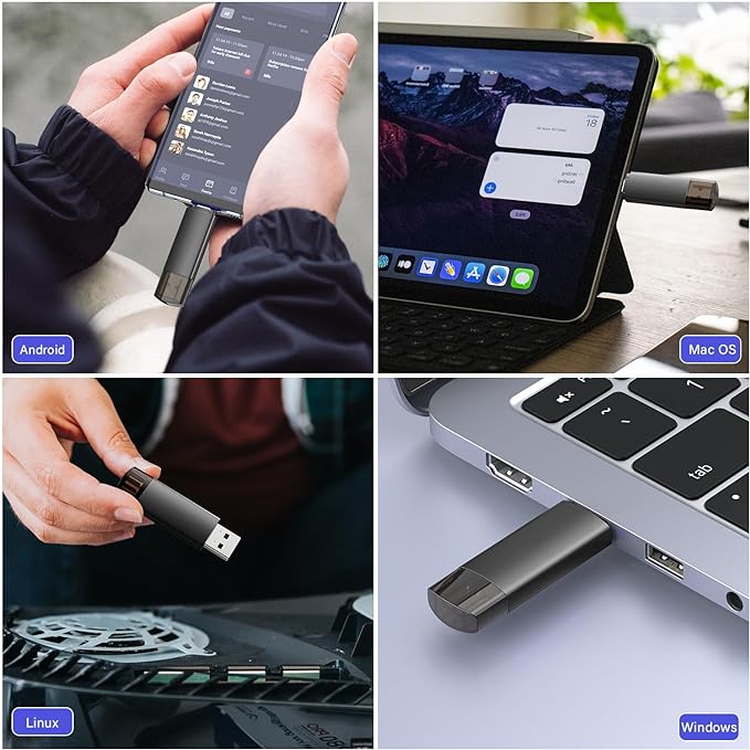 JOIOT 32GB USB C Flash Drive Dual USB 3.0 Flash Drive Type C + USB A Portable Type-C Flash Drive 2-in-1 USB-C Thumb Drive for Smartphone Tablet Computer Mac iPhone 15 Black(2 Pack)