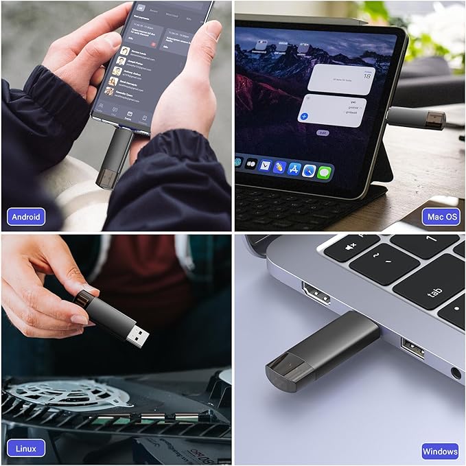 JOIOT 64GB USB C Flash Drive Dual USB 3.0 Flash Drive Type C + USB A Portable Type-C Flash Drive 2-in-1 USB-C Thumb Drive for Smartphone Tablet Computer Mac iPhone Black (5 Pack)