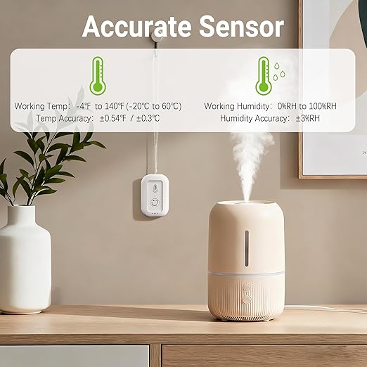 WiFi Thermometer Hygrometer, Smart Humidity Temperature Sensor with App Notification Alert, Data Storage, Remote Monitor for Room, Nursery, Greenhouse, 2pack（Only Support 2.4G Wi-Fi）