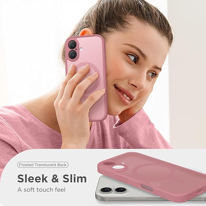 CAPRARO Magnetic Compatible with iPhone 16 Case, Upgraded [Full Camera Protection] [Compatible with MagSafe] Protective Translucent Matte Women Girl Phone Case Cover, Apricot Pollen