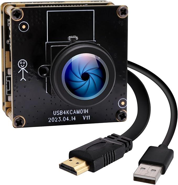 HDMI 4K Webcam - USB HDMI Simultaneous Output Streaming Camera - 2X Digital Zoom, 180 Degree Fisheye Lens - PC Camera for Raspberry Pi, Jetson Nano, Laptop, Online Teaching