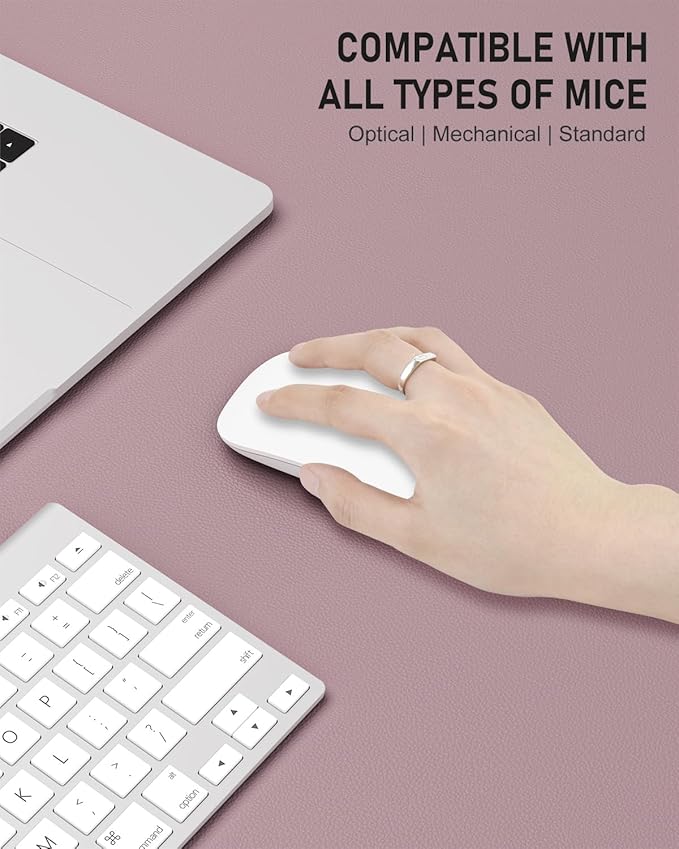 Desk Pad, 35.5" x 17" PU Leather Non-Slip Desk Mat Large Mouse Pad for Desktop, Waterproof Laptop Computer Writing Mat for Office, Home, Work, Gaming, Dark Pink