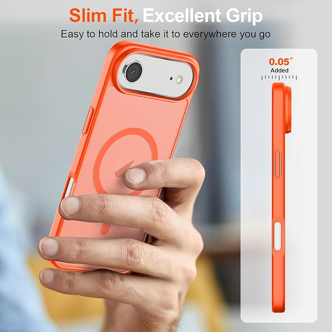 SUPFINE Magnetic for iPhone Air Case (Compatible with MagSafe)(Military Grade Drop Protection) Slim Translucent Matte Shockproof with Anti-Fingerprint Phone Cover for 17 Air,Orange