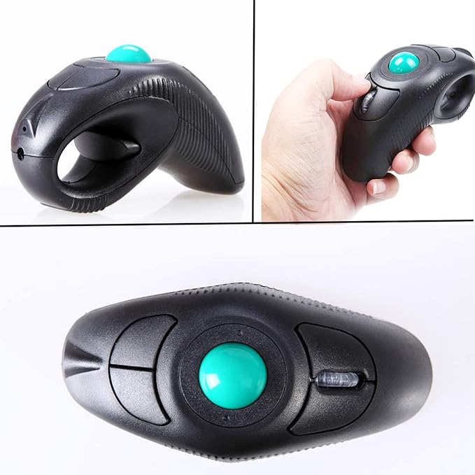 EIGIIS 2.4G Ergonomic Trackball Handheld Finger USB Mouse Wireless Optical Travel DPI Mice for PC Laptop Mac Left and Right Handed