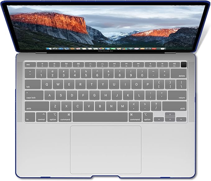 IBENZER Compatible with New MacBook Air 13 inch Case 2022 2021 2020 M1 A2337 A2179 A1932, Plastic Hard Shell Case with Keyboard Cover for Mac Retina Display with Touch ID, Star Blue, AT13-S-BL+1