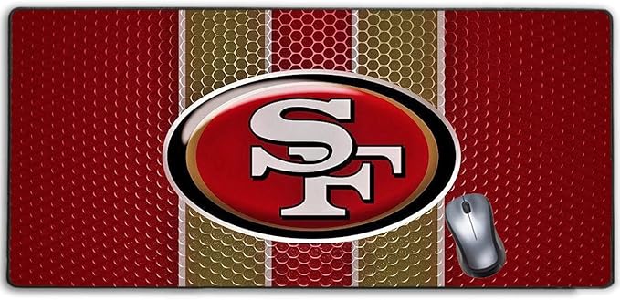 Large Gaming Mouse Pad,Stitched Edges Extended Mousepad with Non-Slip Rubber Base for Laptop Computer Desktop Keyboard,Football Fans Red Design Mat