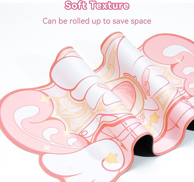 GeekShare Large Gaming Mouse Pad Kawaii Pink Non-Slip Rubber Back Mouse Pad Big Waterproof Desk Mat for Keyboard and Mouse Perfect for Gaming,or Home Office Work - Star Wings（Super Dense Cloth）