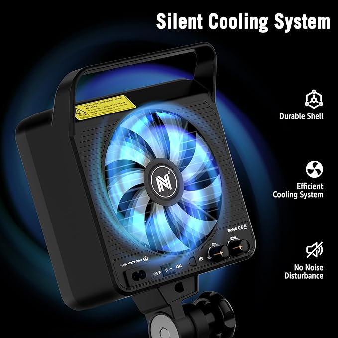 NiceVeedi 125W RGB Professional Cob Video Light with Bowens Mount, 3000K-10000K Studio Light with IR Remote Control, CRI 97+, 9 Effects Continuous Lighting for Video Recording/Photography/Filmmaking
