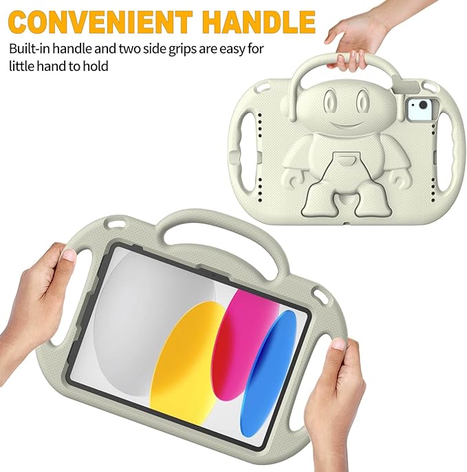 Kids Case for iPad 11th Generation (A16) 11" 2025 & 10th Gen 10.9" 2022 & iPad Air 11" 2025/2024 & Air 5th/4th Gen & Pro 11, Protective Cover with Shoulder Strap Handle Stand, Light Gray