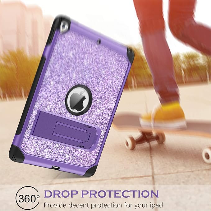 YINLAI for iPad 6th 5th Generation Case 9.7-Inch 2018/2017, iPad Pro 9.7/iPad Air 2nd Case,Glitter Sparkle Women Girls Kids Kickstand Shockproof Protective A1893/A1954/A1822/A1823 Tablet Cover,Purple