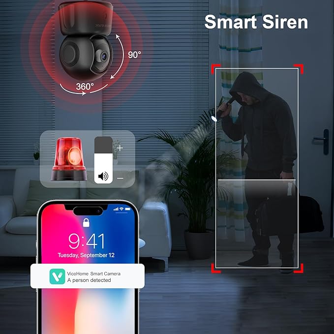 GOLSPARK Dog Pet Camera for Home Security 2K, 2.4GHz WiFi Camera Baby Monitor for Room with Motion Tracking Detection Night Vision, Two-Way Audio SD/Cloud Storage