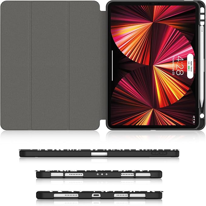 Soke for iPad Pro 11 Case (M2) 2022/2021/2020 with Pencil Holder - [Full Body Protection + Apple Pencil Charging + Auto Wake/Sleep], Soft TPU Back Cover for 2022 iPad Pro 11 inch(Book Black)