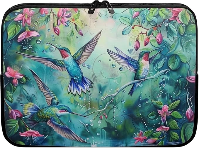 Hummingbird Flower Computer Sleeve for Women Laptop Sleeve 13 inch Neoprene Laptop Covers with Padded Compartment Lap Top Case Computer Carrying Bag