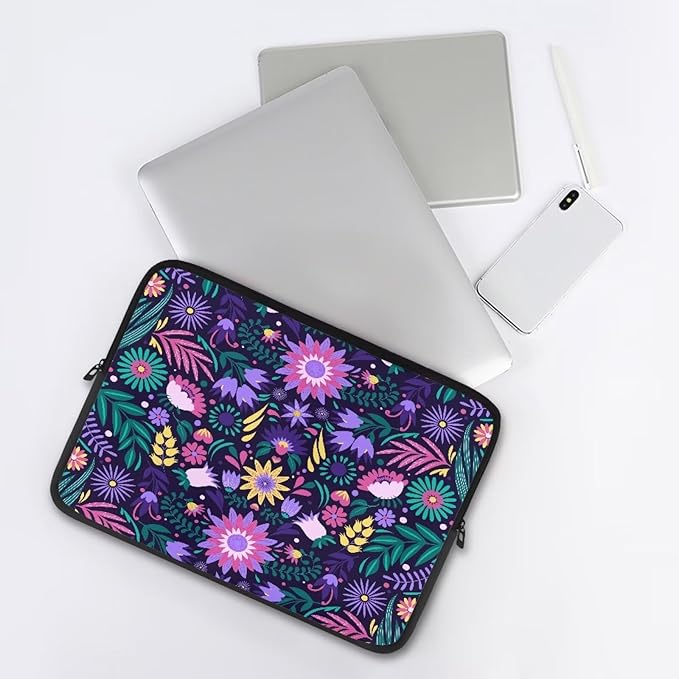 Mandala Flower Laptop Protective Sleeve for Women 10 inch Lap Top Case Portable Computer Sleeve Laptop Protector Zippered Pouches Gifts for Girls Boys Purple