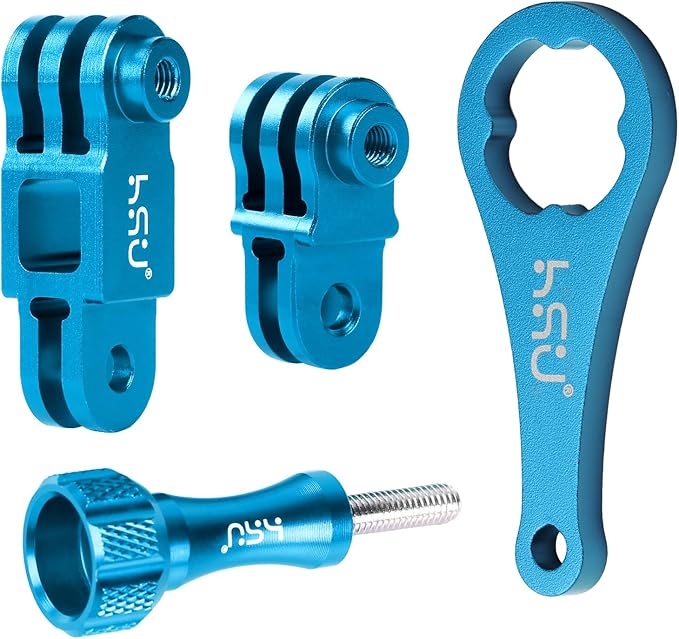 HSU Aluminum Alloy Metal Adjust Arm Straight Joints Mount, Same Direction Straight Joints Mount for Go Pro Hero 13/12/11/10/9/8/7/6/5 Black, DJI Osmo Action Action Camera and More (Blue)