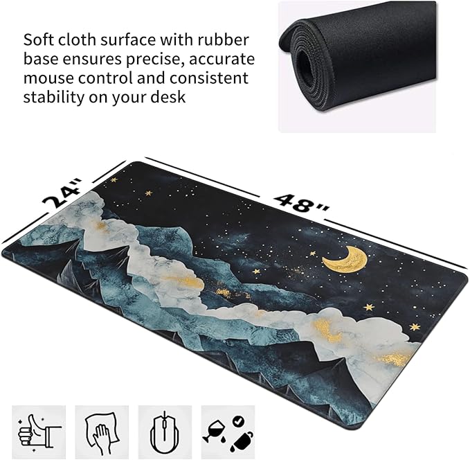 3XL Huge Gaming Mouse Pad Oversized (48"x24") - Extra Large XXXXL Mouse Pads for Full Desk, Mountain Mousepad with Stitched Edges Non-Slip Rubber Base, Desk Mat for Laptop, Computer & PC